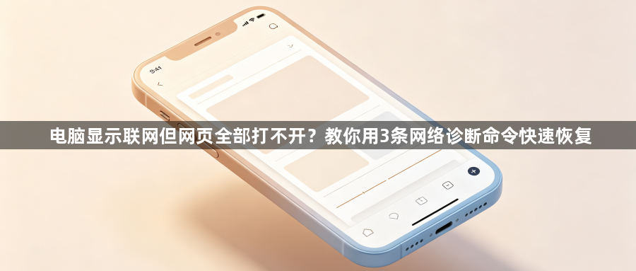 电脑显示联网但网页全部打不开?教你用3条网络诊断命令快速恢复1