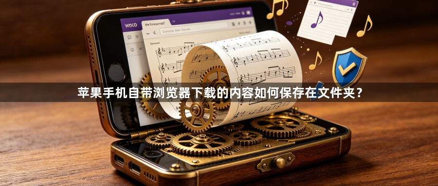 苹果手机自带浏览器下载的内容如何保存在文件夹?1